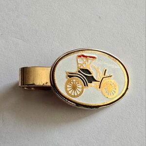 Vintage car tie clip gold tone black enamel antique steam model t a